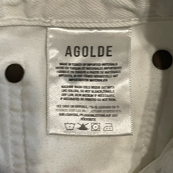 AGOLDE Criss Cross Short $178 Element White Denim Shorts Asymmetrical Long Sz 28 - Picture 6 of 9